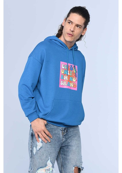 Ecko Unltd Henley Mavi Erkek Kapüşonlu Hoodie