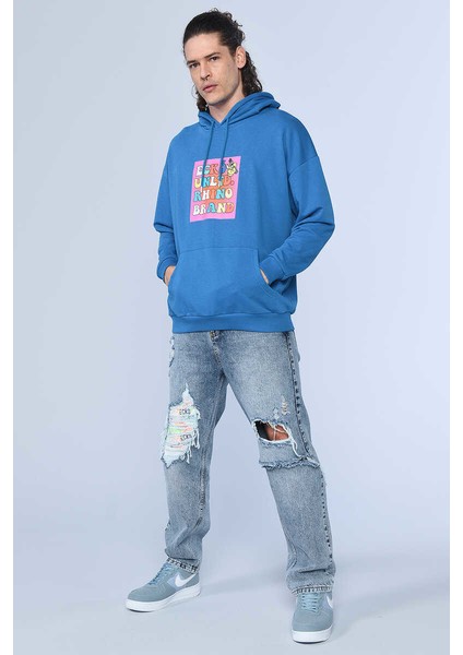 Ecko Unltd Henley Mavi Erkek Kapüşonlu Hoodie