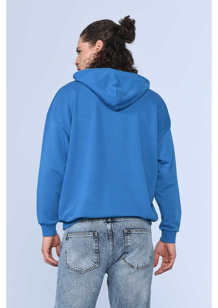 Ecko Unltd Henley Mavi Erkek Kapüşonlu Hoodie