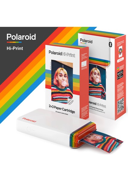 Hi-Print 2×3 Beyaz Taşınabilir Bluetooth Foto Yazıcısı ve 20LI Film