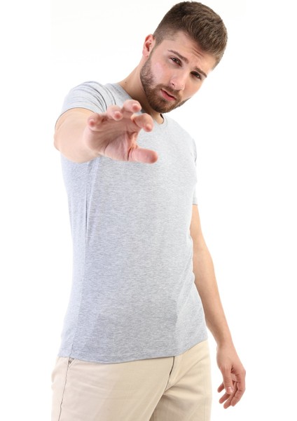 Kısa Kol V Yaka T-Shirt - Gri modelleri