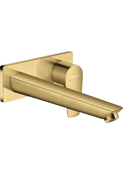 Talis E Tek Kollu Lavabo Bataryası Ankastre Duvara Monte, 22.5 cm Gaga ile Parlak Altın Optik - HNG71734990