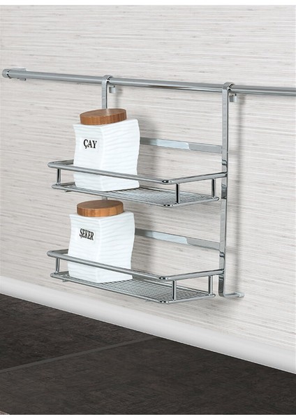 Büyük Raflı Baharatlık Krom