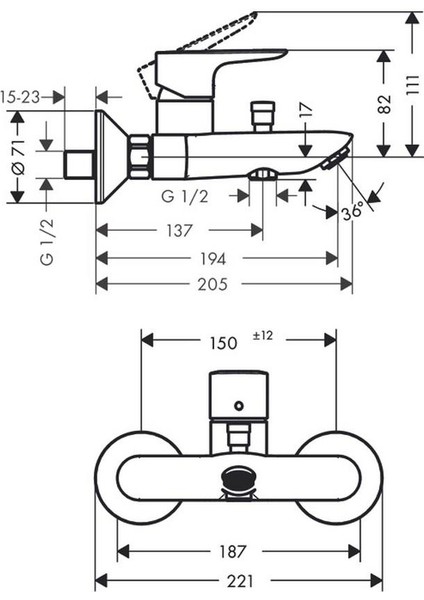 Talis E Tek Kollu Banyo Bataryası Aplike Satin Beyaz - HNG71740700 fiyatları