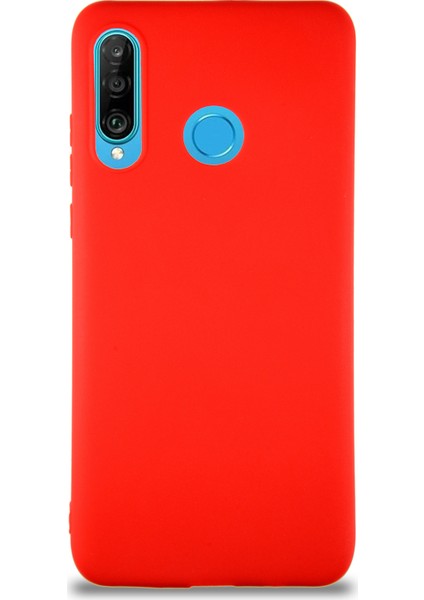 Huawei P30 Lite Kılıf Soft Premier Renkli Silikon Kapak - Kırmızı
