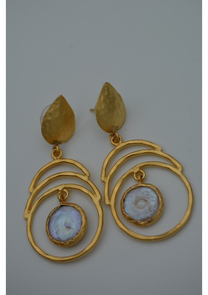 Gerçek Inci Küpe Altın Kaplama El Yapımı Özel Tasarım