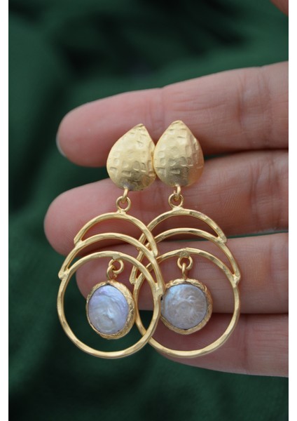 Gerçek Inci Küpe Altın Kaplama El Yapımı Özel Tasarım modelleri