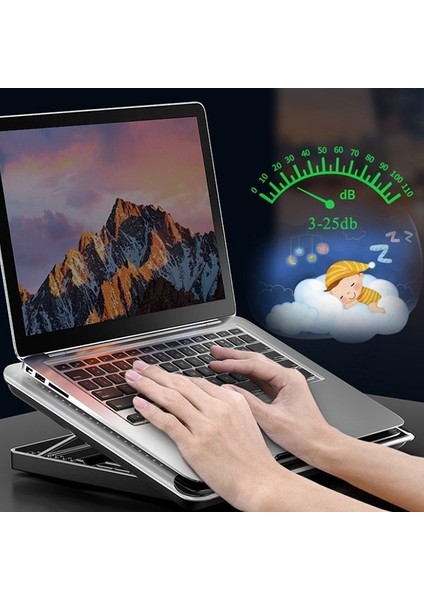 Ayarlanabilir Laptop-Notebook Soğutuculu Stand 2 USB Çıkışlı Gri