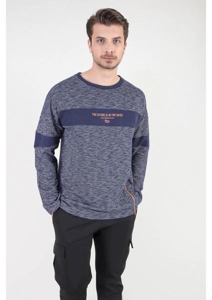 Fermuar Detaylı Baskılı Sweatshirt (E21-550200)