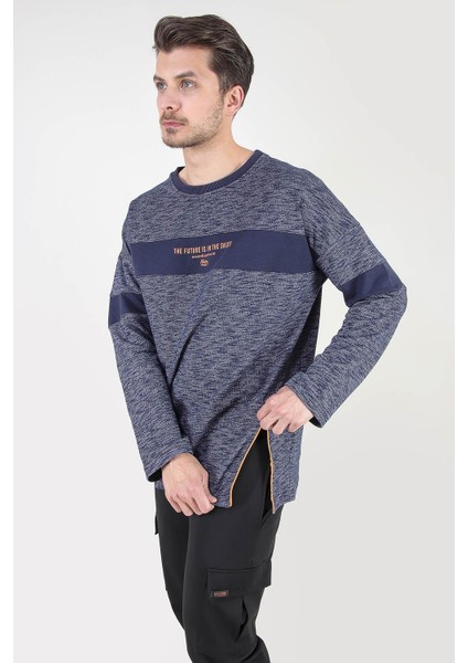 Fermuar Detaylı Baskılı Sweatshirt (E21-550200)