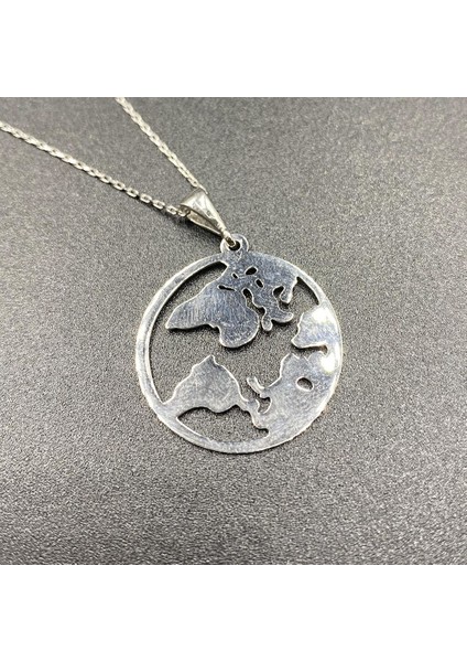 Dünya Gümüş Kolye Rose Altın Kaplama Gümüş Dünya Kolye modelleri
