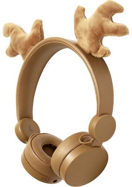 Rudy Reindeer Kahverengi Çıkarılabilir Aksesuarlı Kulak Üstü Çocuk Kulaklığı