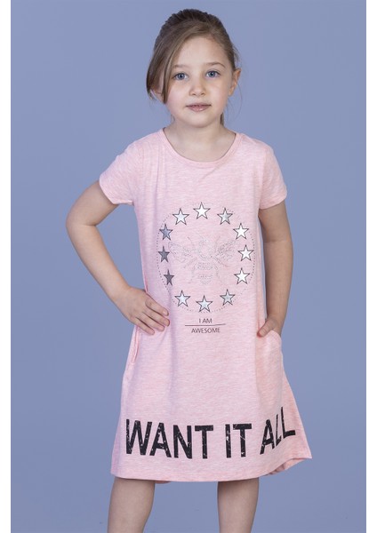Kız Çocuk I Want It All Baskılı Elbise