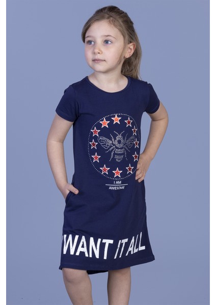 Kız Çocuk I Want It All Baskılı Elbise