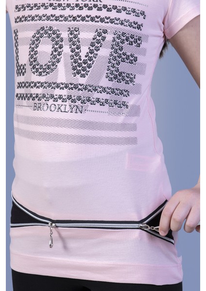 Kız Çocuk T-Shirt Love Varak Baskı Pudra 10 Yaş K-128 fiyatları