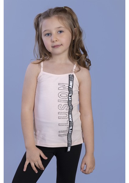 Kız Çocuk Baskılı Şerit Aksesuarlı Atlet