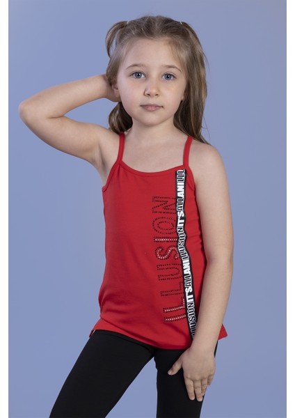 Kız Çocuk Baskılı Şerit Aksesuarlı Atlet