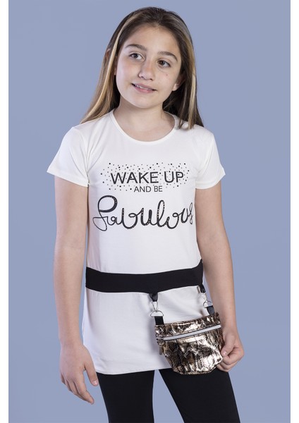 Kız Çocuk T-Shirt Önü Çantalı