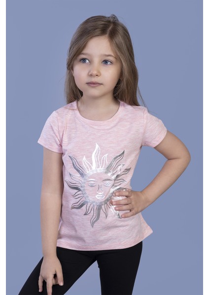 Kız Çocuk Güneş Varaklı T-Shirt