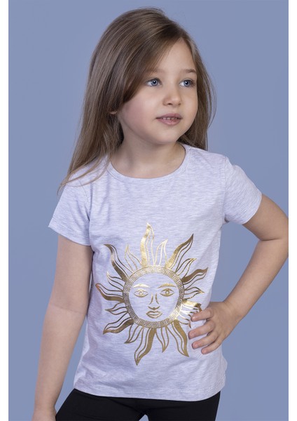 Kız Çocuk Güneş Varaklı T-Shirt