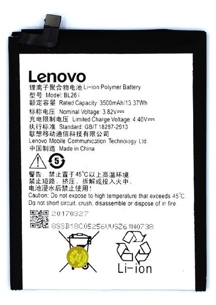 Lenovo K5 Note Batarya