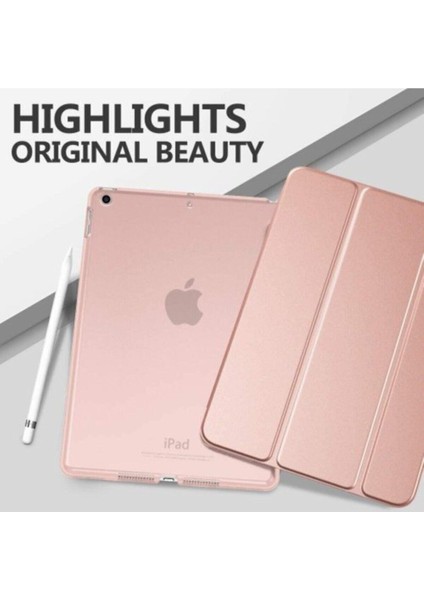 Teknetstore Apple Ipad 8. ve 9. Nesil 2020 /2021 10.2 Inç Tablet Uyumlu Flip Smart Standlı Akıllı Kılıf Smart Cover Rose Gold