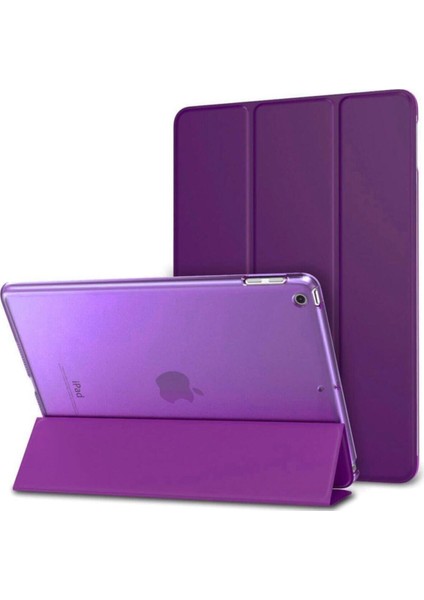Apple iPad 5. / 6. Nesil 2017 / 2018 9.7" Kılıf Smart Cover Katlanabilir Standlı Akıllı Kapak Uyku Modlu Mor