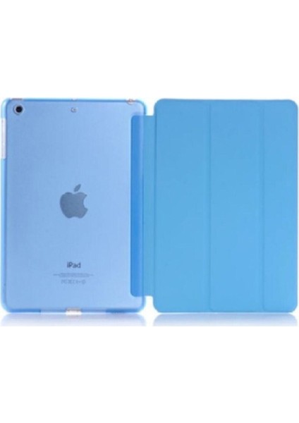 Apple iPad 5. / 6. Nesil 2017 / 2018 9.7" Kılıf Smart Cover Katlanabilir Standlı Akıllı Kapak Uyku Modlu Mavi