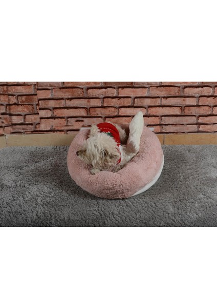 Sherpa Polar Yıkanabilir Yuvarlak Köpek Kedi Yatağı 60 cm Açık Pudra modelleri