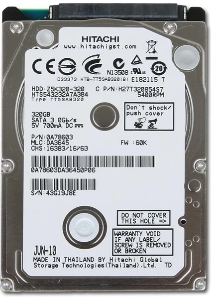 Z5K320 250GB 5400RPM Sata 3 8MB Cache 2.5" Sabit Disk