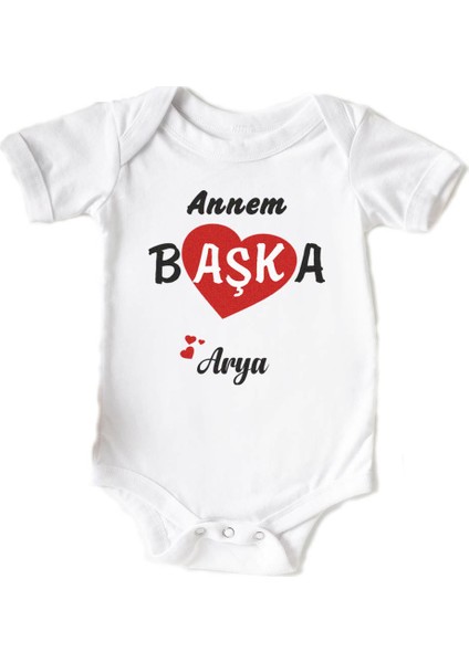 Kişiye Özel Annem Başka Baskılı Bebek Body Zıbın