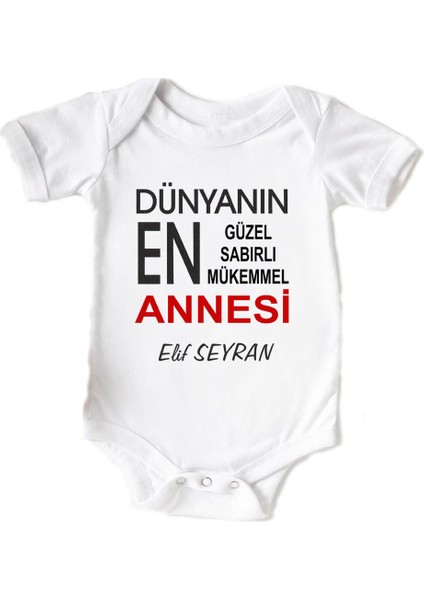 Kişiye Özel Dünyanın En Güzel Annesi Baskılı Bebek Body Zıbın