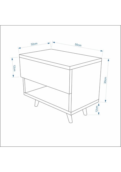 Nightstand Çekmeceli Bölmeli Komodin Ayaklı Beyaz modelleri