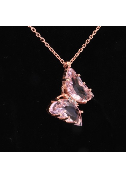 925 Ayar Gümüş Zirkon Taşlı Mavi & Pembe Kelebek Kolye fiyatları