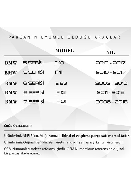 Bmw 5 Serisi E60 E61 Için Arka Perde Tamir Plastik Parça Klips modelleri