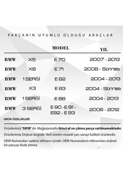 Bmw 7 Serisi E65 E66 Için Kapı Kilit Tamir Seti (Sağ Sol Kapı)