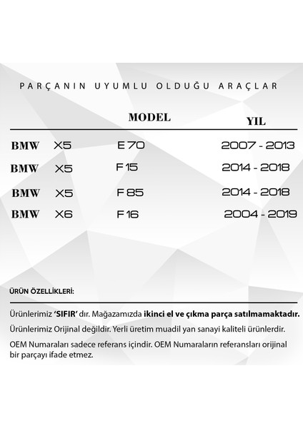 Bmw 7 Serisi F01 Için Arka Perde Tamir Plastik Parçası Klips