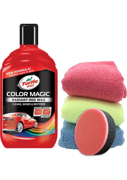 Renkli Cila Kırmızı 500 ml + 3 Adet Mikrofiber Bez + Cila Süngeri