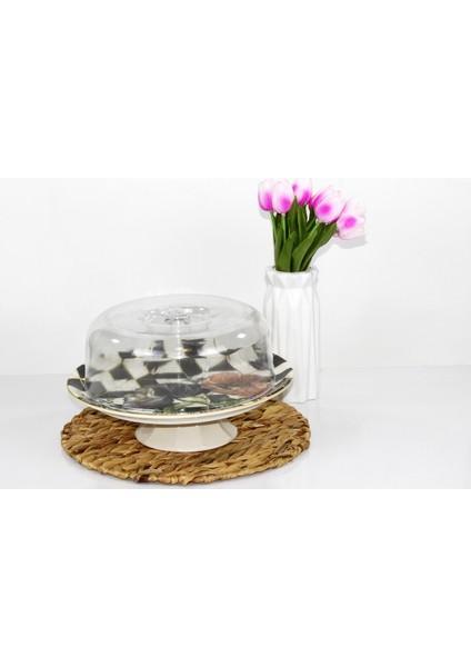 Eminhome Seramik Ayaklı Kek Fanusu Dijital