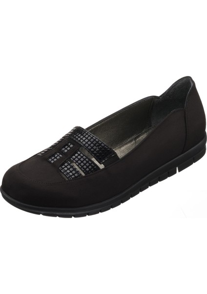 A8512 Siyah Yağlı Crazy Dişli Kaymaz Taban Rahat Geniş Kalıp Büyük Numara Kadın Ayakkabı