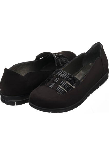 A8512 Siyah Yağlı Crazy Dişli Kaymaz Taban Rahat Geniş Kalıp Büyük Numara Kadın Ayakkabı fiyatları