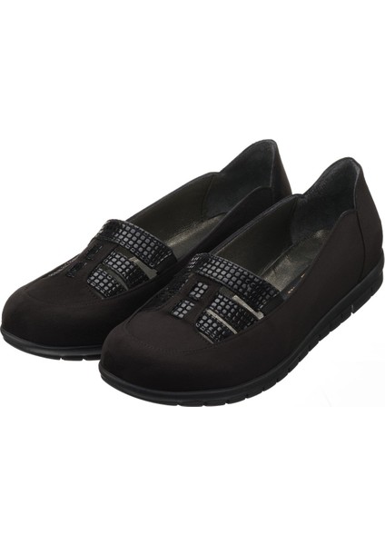 A8512 Siyah Yağlı Crazy Dişli Kaymaz Taban Rahat Geniş Kalıp Büyük Numara Kadın Ayakkabı indirimleri