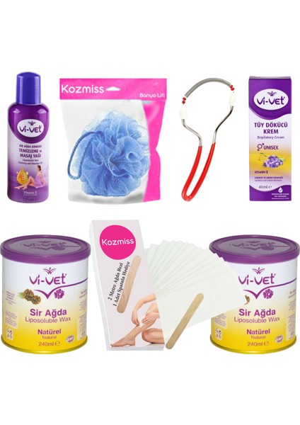 Vivet 240 ml Naturel Konserve Ağda Seti 7 Parça Tüy Dökücü Kre mli