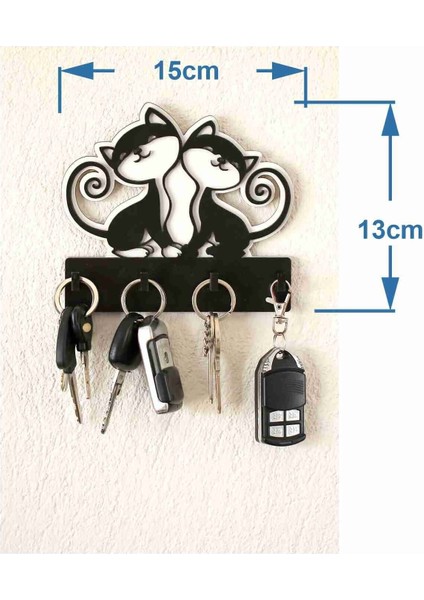 Sevimli Kediler Mdf Anahtarlık Lazer Kesim 15X13 cm Antre Anahtarlık modelleri