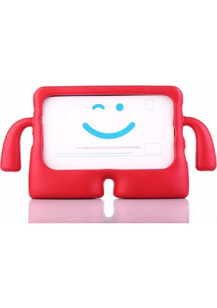 Apple iPad 4 Renkli Tutacaklı Stantlı Silikon Çocuk Tablet Kılıfı - Kırmızı