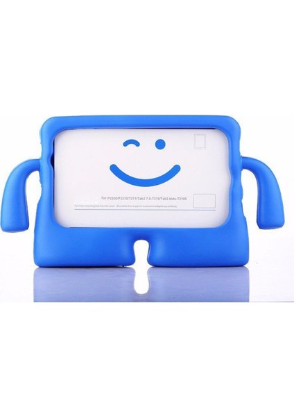 Apple iPad 9.7 2018 Renkli Tutacaklı Stantlı Silikon Çocuk Tablet Kılıfı - Mavi