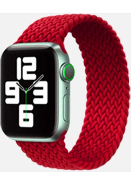 Apple Watch Uyumlu 38MM Hasır Örgü Small Kordon - Kırmızı