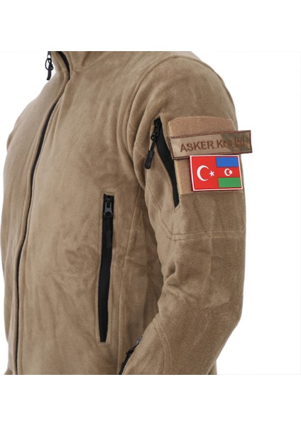 Asker Marketi Çok Cepli Bej Tactical Polar - Taktik Askeri Outdoor Polar