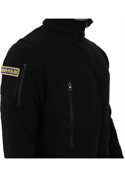Çok Cepli Siyah Tactical Polar - Taktik Askeri Outdoor Polar