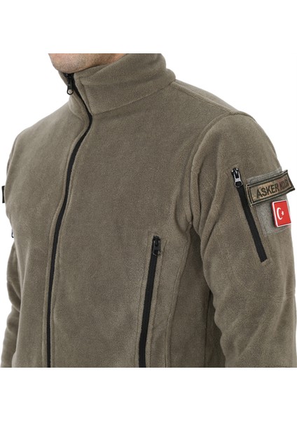 Asker Marketi Çok Cepli Açık Haki Tactical Polar - Taktik Askeri Outdoor Polar